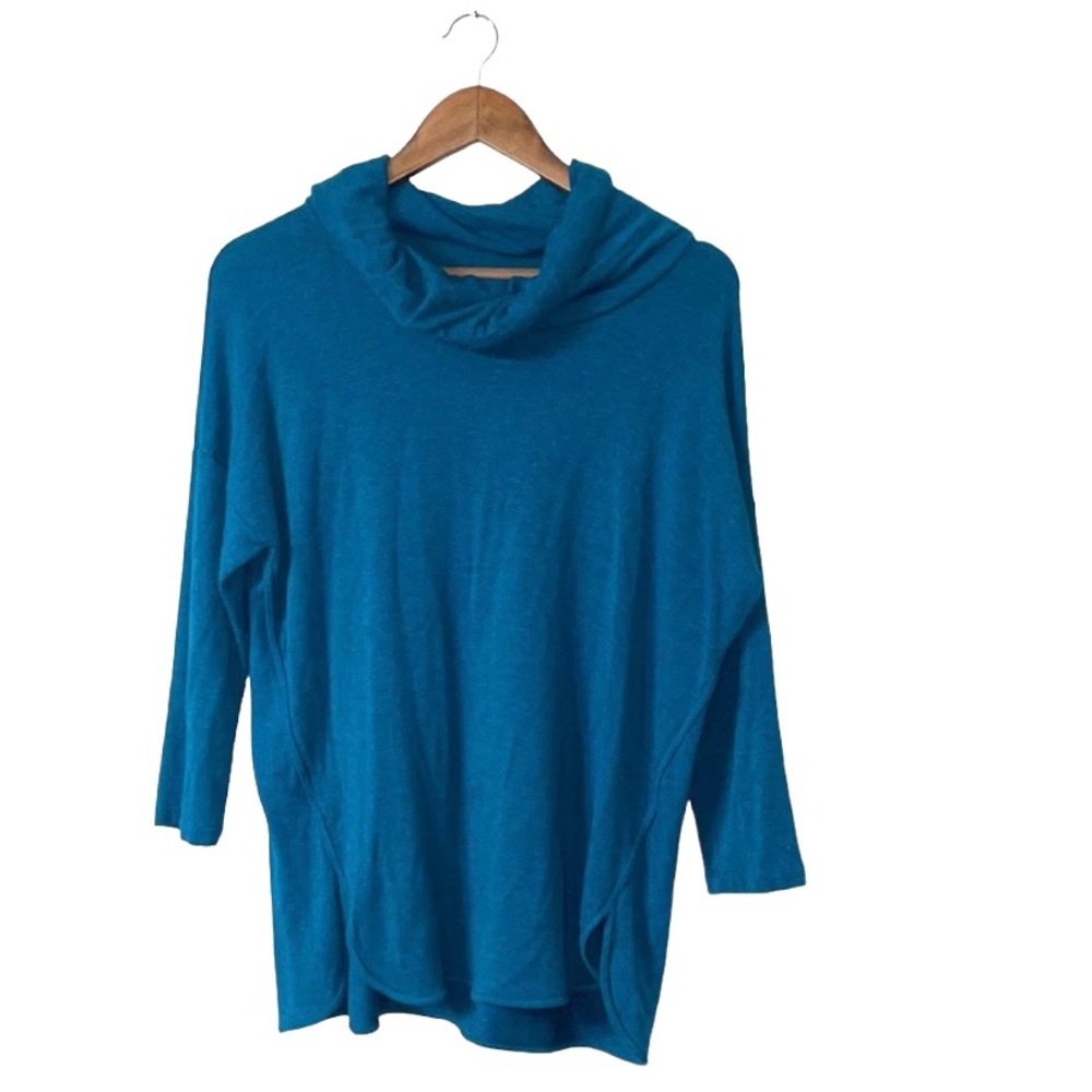 Lou & Grey Teal Green Blue Cowl Neck Sweatshirt Sweater Fall Cozy Size Small